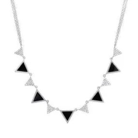 0.26ct Diamond & 1.00ct Onyx 14k White Gold Triangle Necklace