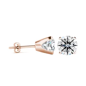 1 1/2 Carat Lab Grown Diamond Stud Earrings In 14K Rose Gold