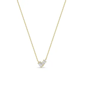 14k Mixed Pear & Emerald Cut Diamonds Necklace