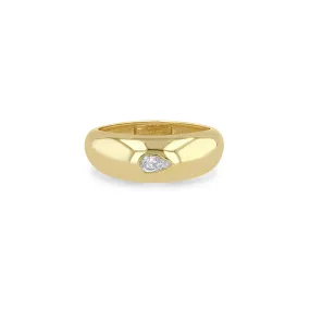 14k Pear Diamond Small Aura Ring