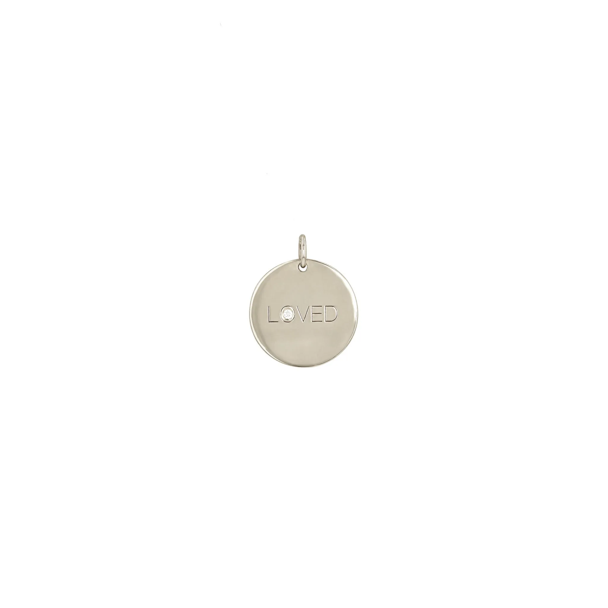 14k Single Small LOVED with Diamond Disc Charm