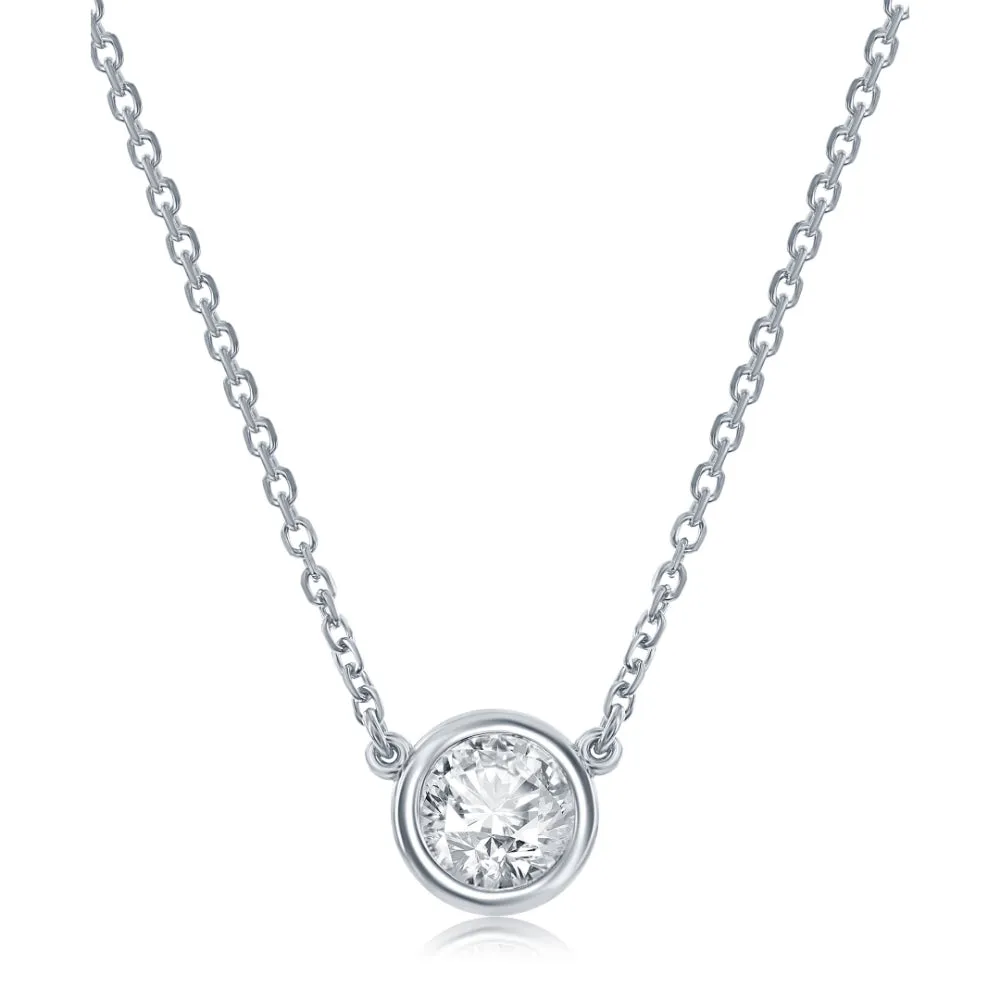 14k White Gold Diamond Bezel Pendant