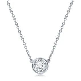 14k White Gold Diamond Bezel Pendant