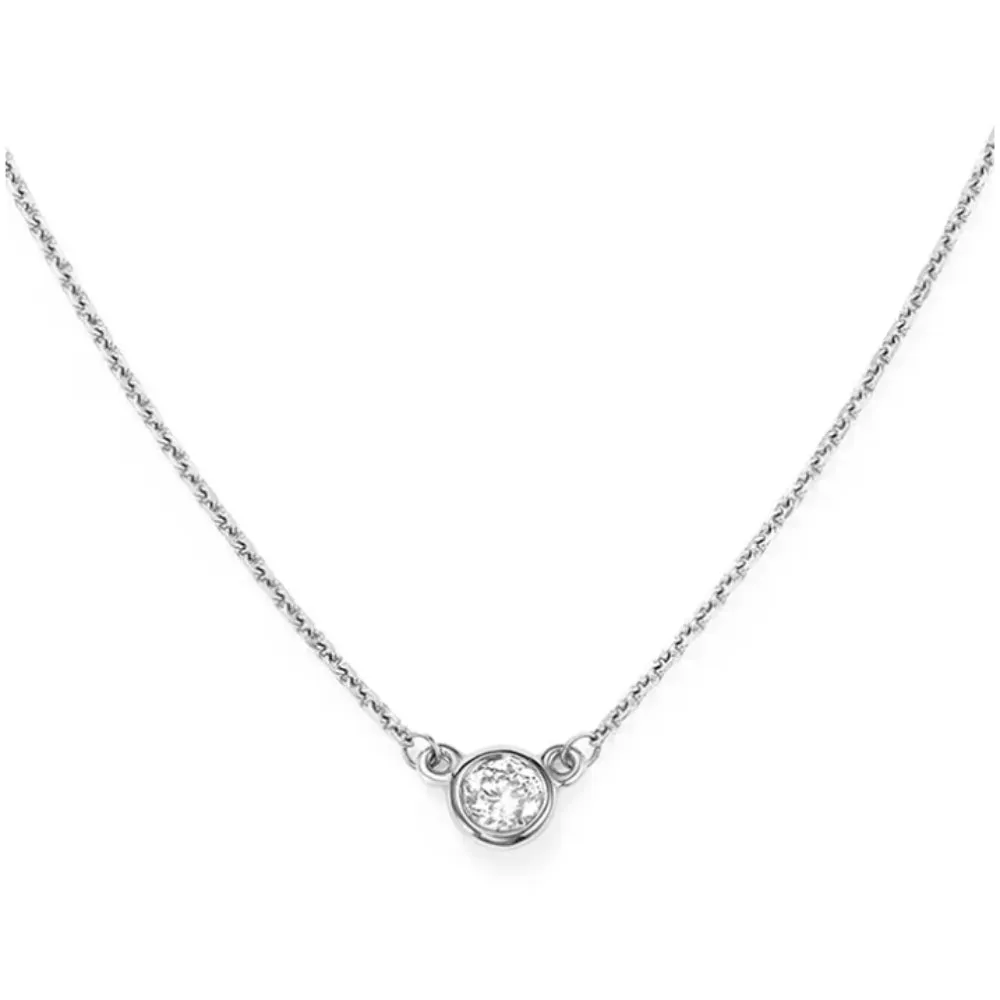 14k White Gold Diamond Bezel Pendant