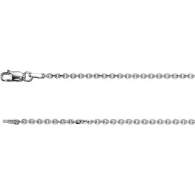 14K White Gold Diamond Cut Cable Chain, 24 inches Long 1.75 mm CH125WG