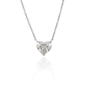 18K WHITE GOLD AND PLATINUM 5.04CT HEART-SHAPED BRILLIANT CUT DIAMOND PENDANT NECKLACE