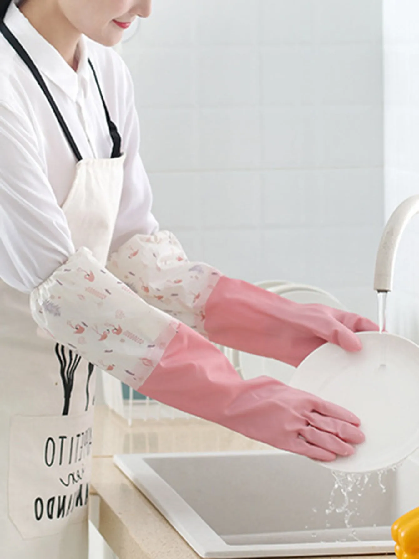 1pair Waterproof Dishwashing Glove