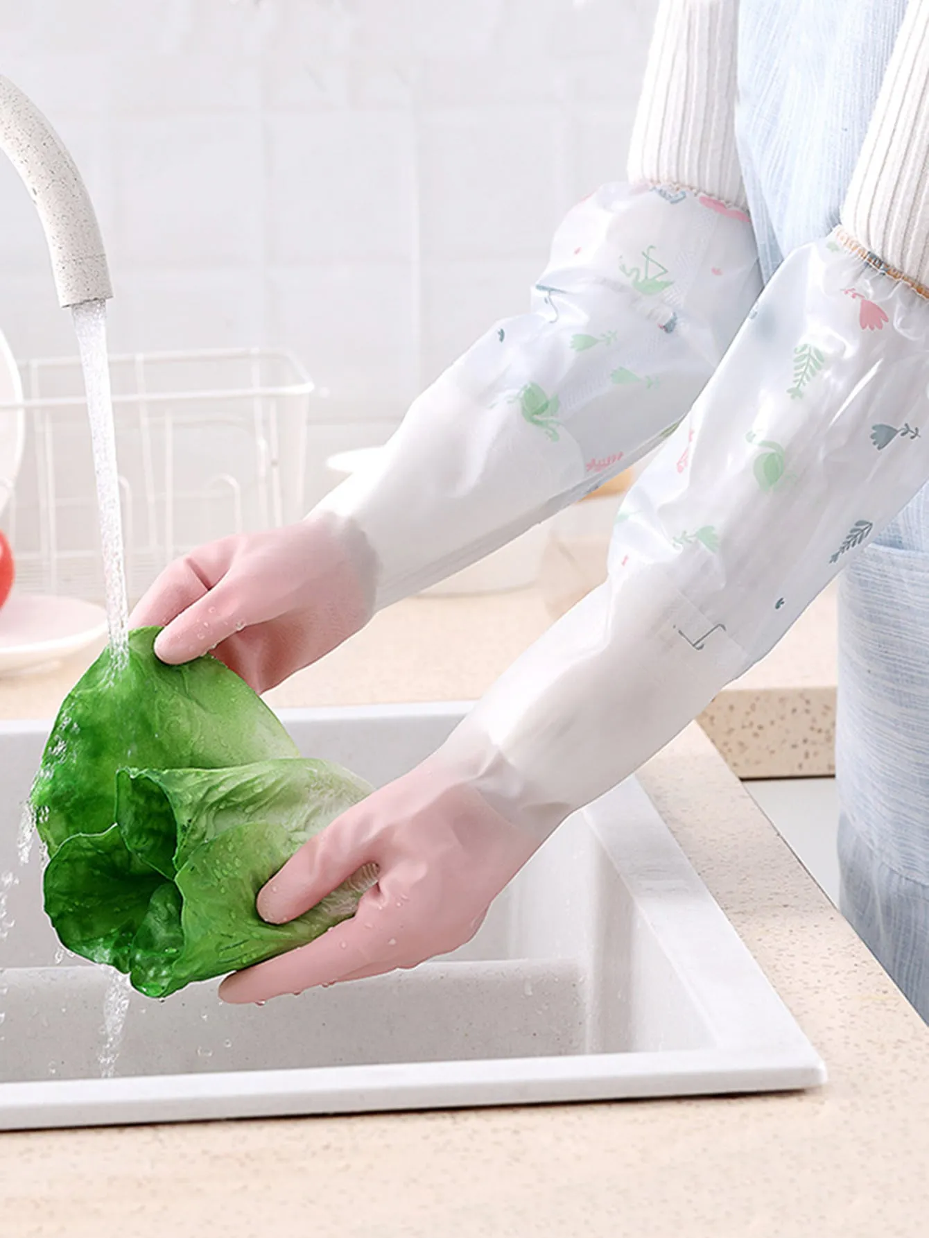 1pair Waterproof Dishwashing Glove