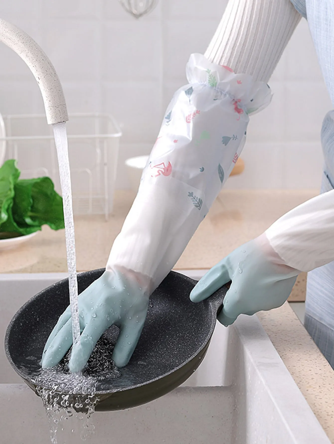 1pair Waterproof Dishwashing Glove