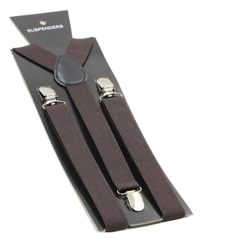 Adjustable 100cm Dark Brown Adult Mens Suspenders