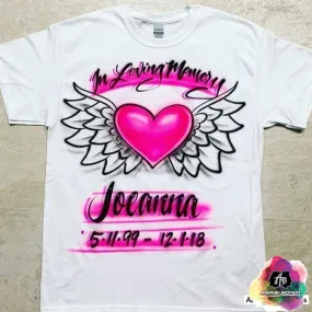 Airbrush Winged Heart Shirt Design