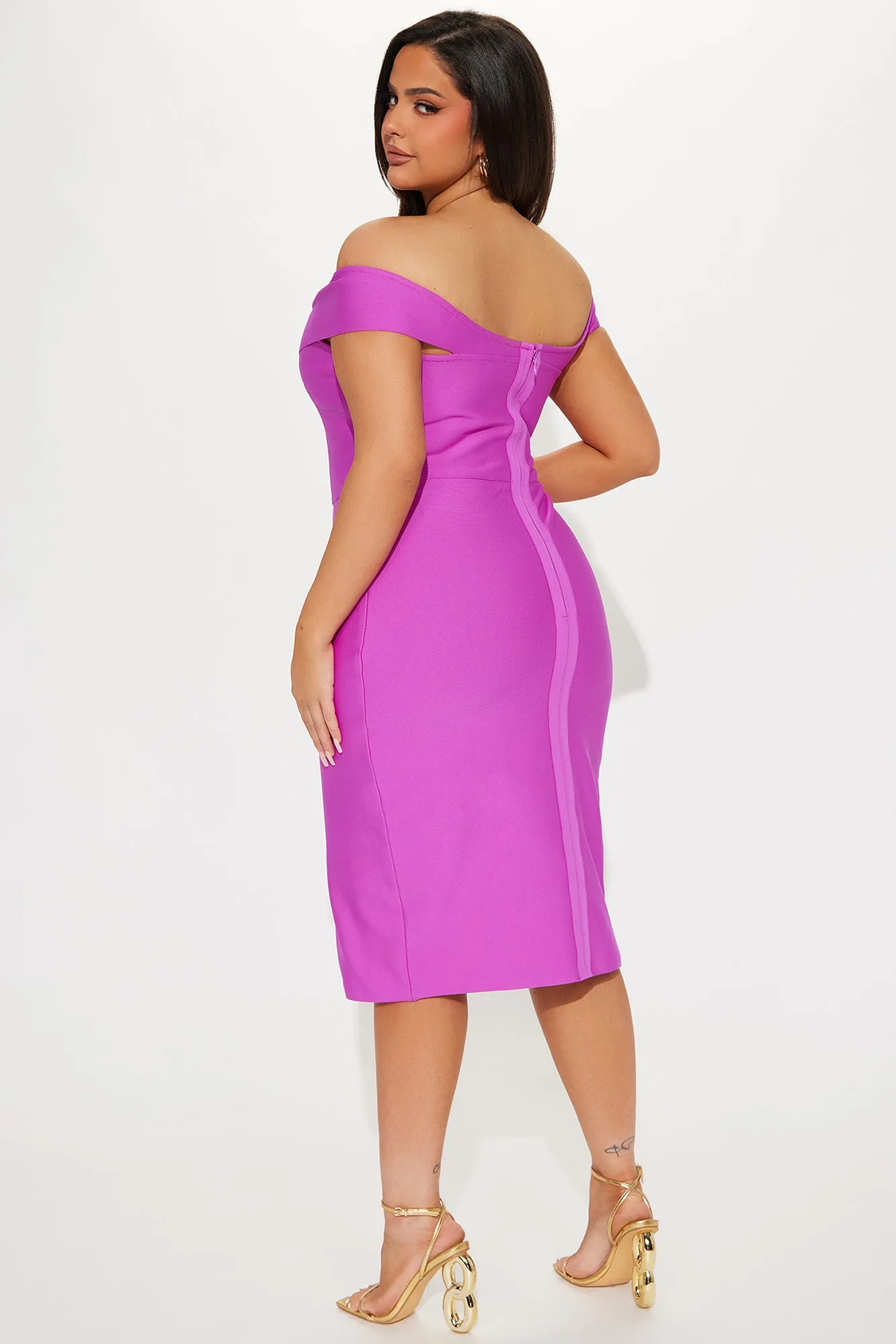 Amy Bandage Midi Dress - Magenta