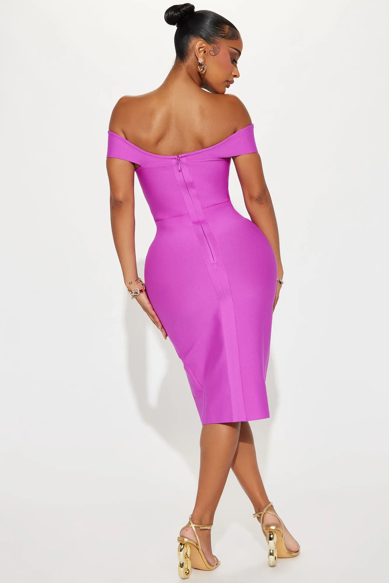 Amy Bandage Midi Dress - Magenta