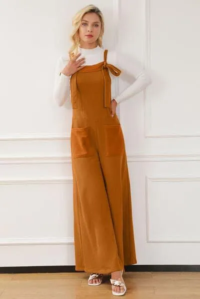 Andrea Pocketed Square Neck Wide Strap Jumpsuit