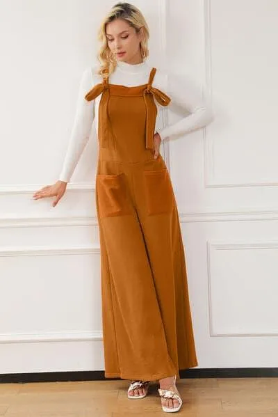 Andrea Pocketed Square Neck Wide Strap Jumpsuit