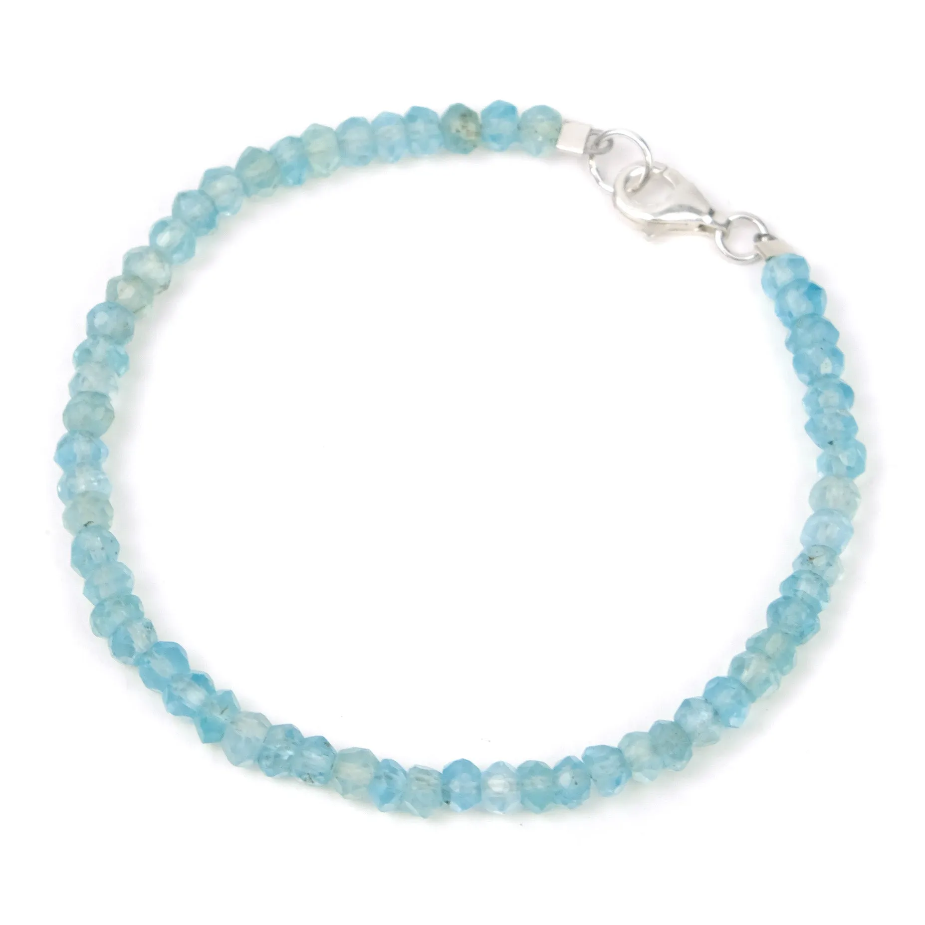 Apatite 4mm Faceted Rondelle Bracelet with Sterling Silver Trigger Clasp