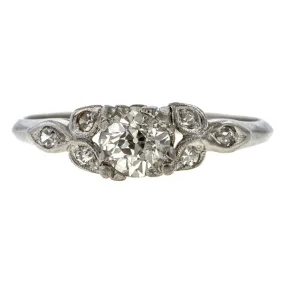 Art Deco Engagement Ring, Old European Diamond 0.40ct.