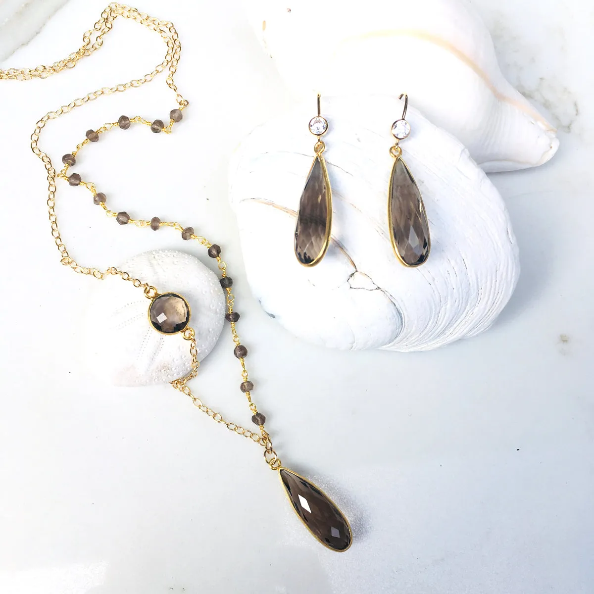 Asymmetrical Smoky Quartz Necklace to Remove Negativity