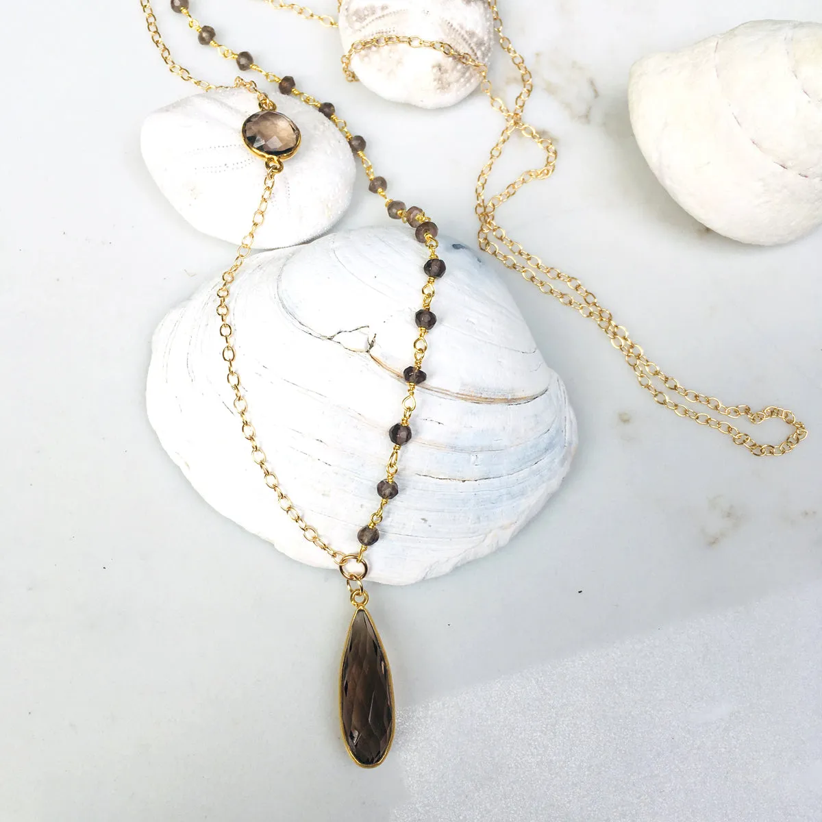 Asymmetrical Smoky Quartz Necklace to Remove Negativity