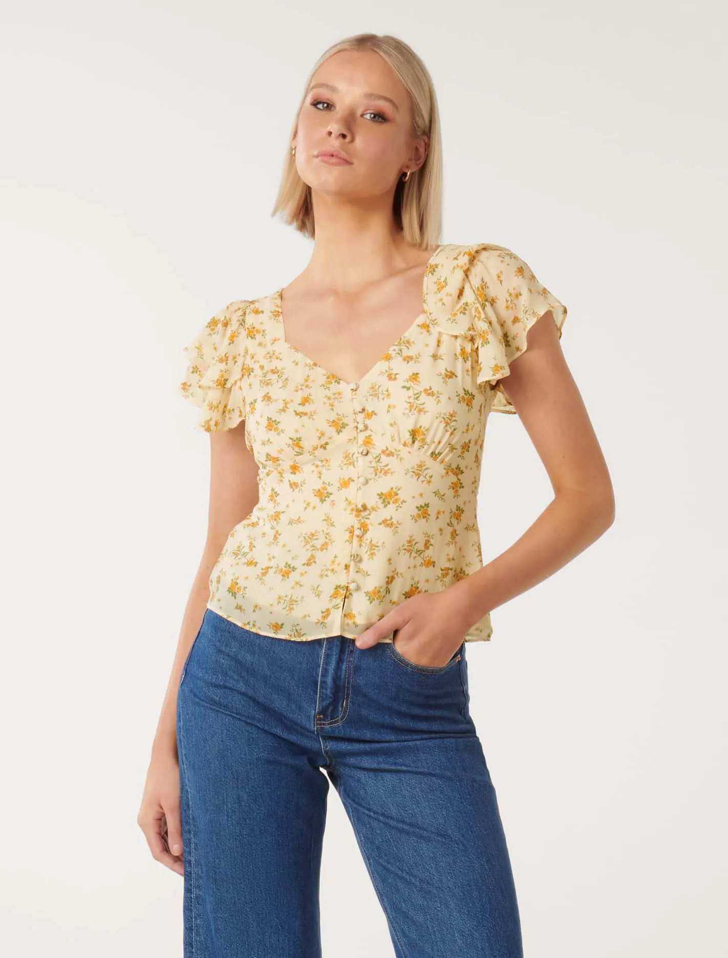 Aubrey Flutter Sleeve Top