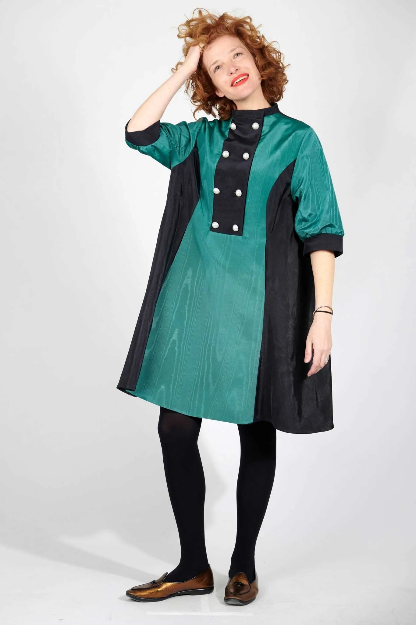 Beray Coat Dress in Ocean Moiré