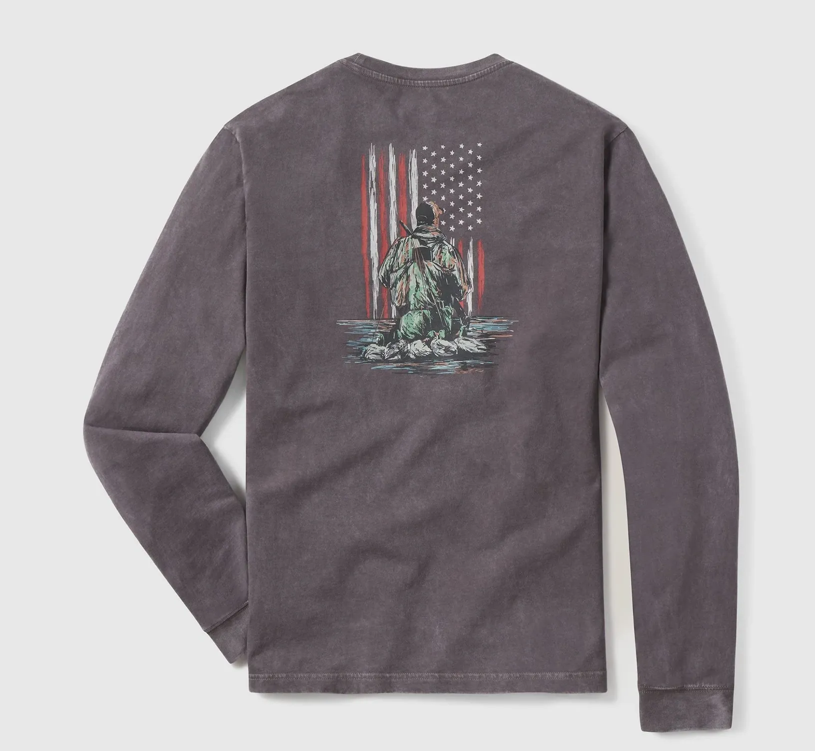 Birdshot USA Long Sleeve Tee - Washed Charcoal