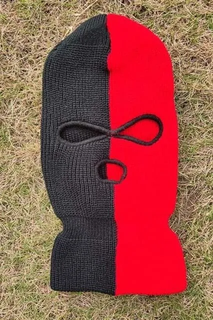 Black And Red Three Holes Ski Mask