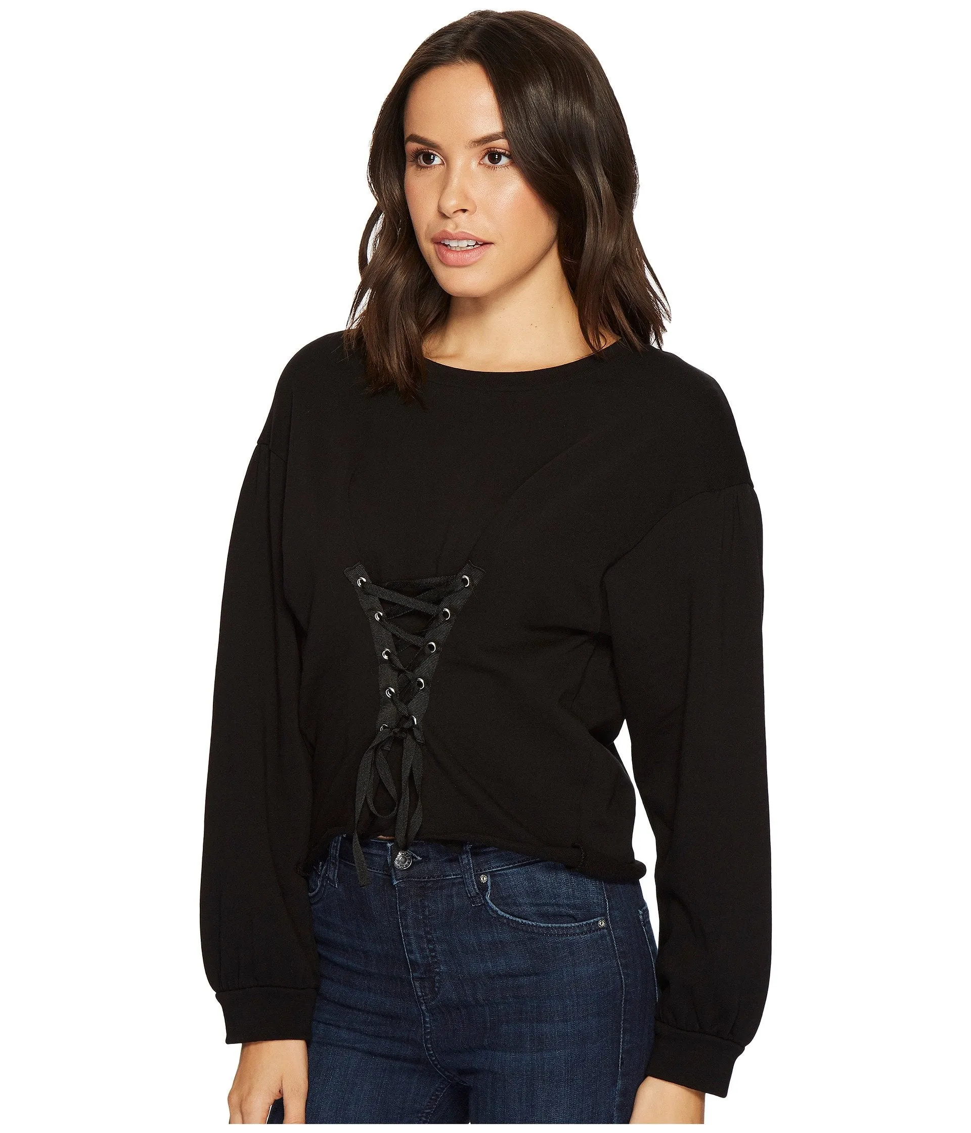 Blank NYC Laced Tied Up Long Sleeve Sweater