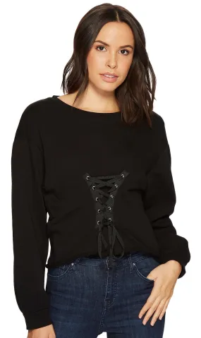 Blank NYC Laced Tied Up Long Sleeve Sweater