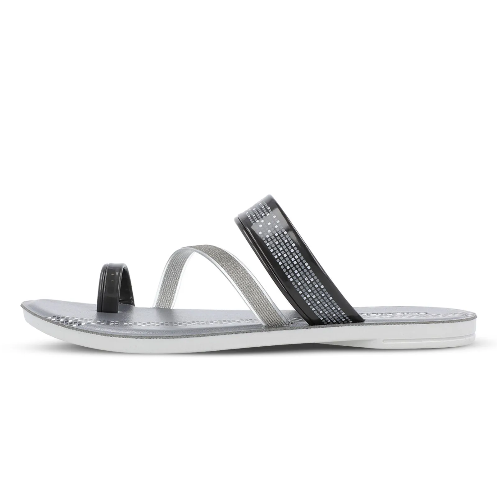 Blue Tyga Womens Cross Strap Slide Sandals  - BT2303 Grey