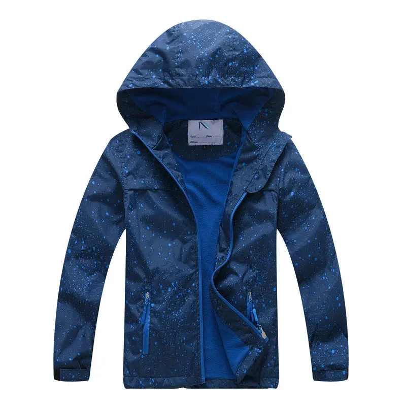 Boy Waterproof 7M-12Y Graffiti Blue Fleece Jacket