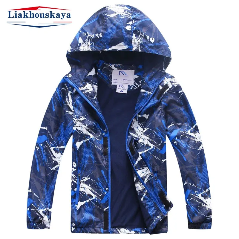 Boy Waterproof 7M-12Y Graffiti Blue Fleece Jacket