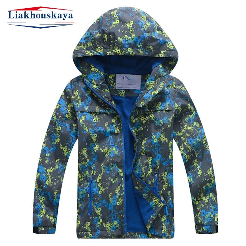 Boy Waterproof 7M-12Y Graffiti Blue Fleece Jacket