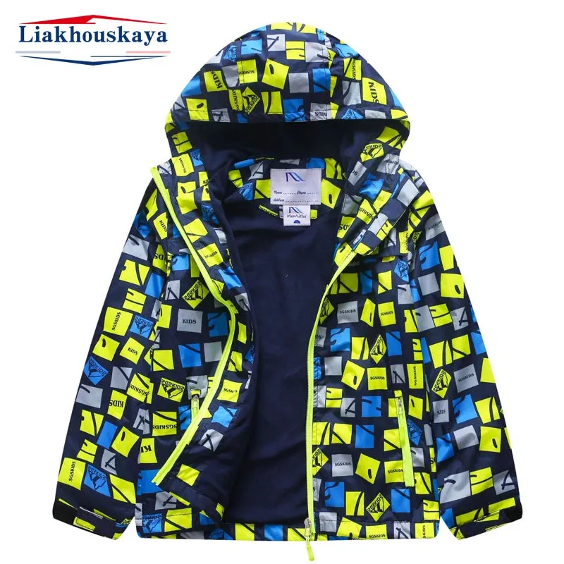 Boy Waterproof 7M-12Y Graffiti Blue Fleece Jacket