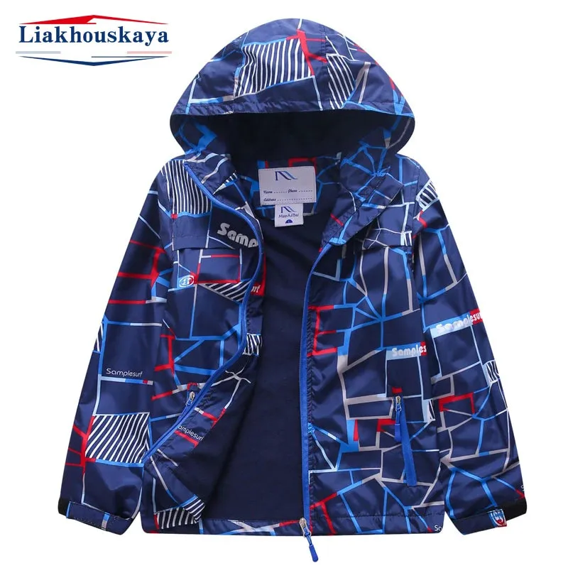 Boy Waterproof 7M-12Y Graffiti Blue Fleece Jacket