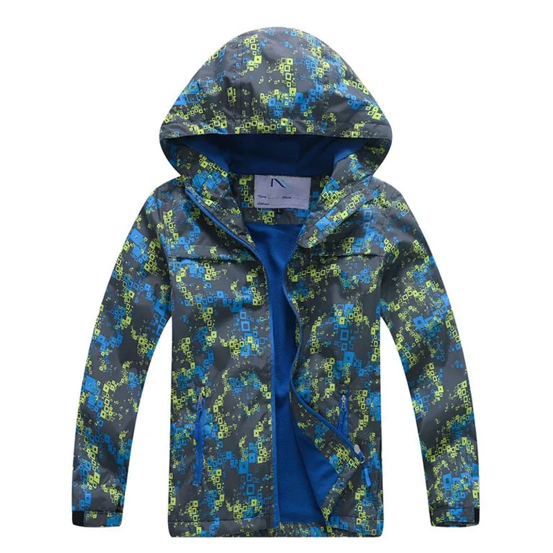 Boy Waterproof 7M-12Y Graffiti Blue Fleece Jacket