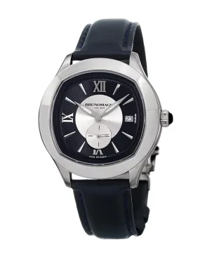 Bruno Magli Mens Amadeo Leather Dial Watch - Stainless Steel - Navy Leather