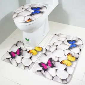 Butterfly Stone Garden Bath Mat Set