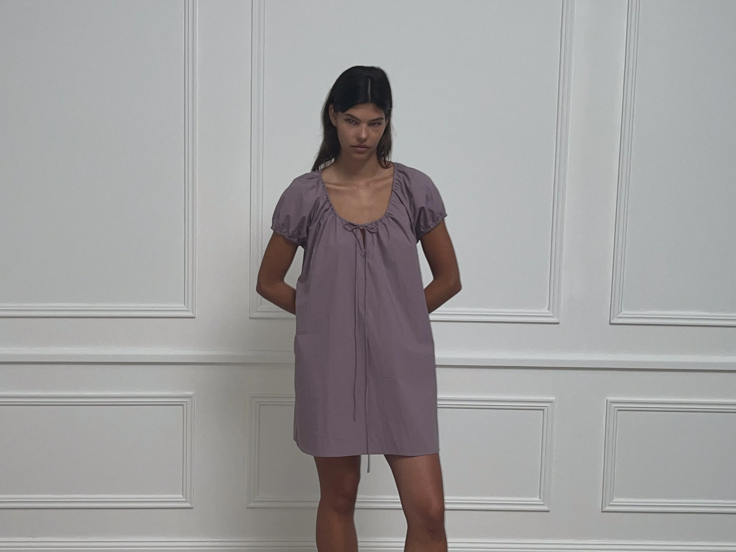 Capped Sleeve Dress - Mauve