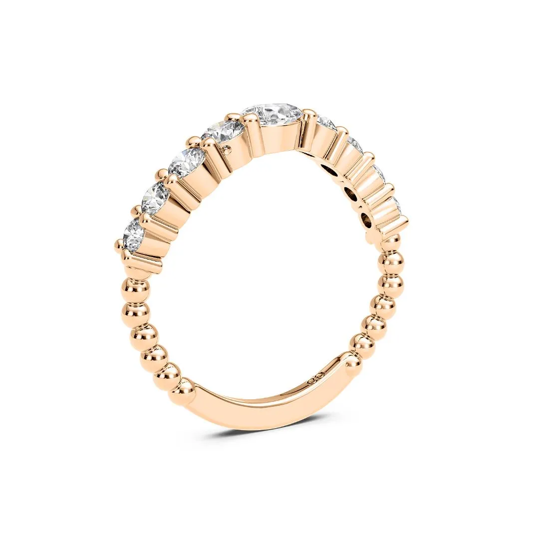 Chorost & Co. Private Collection 14K Rose Gold 0.75ct Graduated Diamond Wave Band w/Pear Shape Center