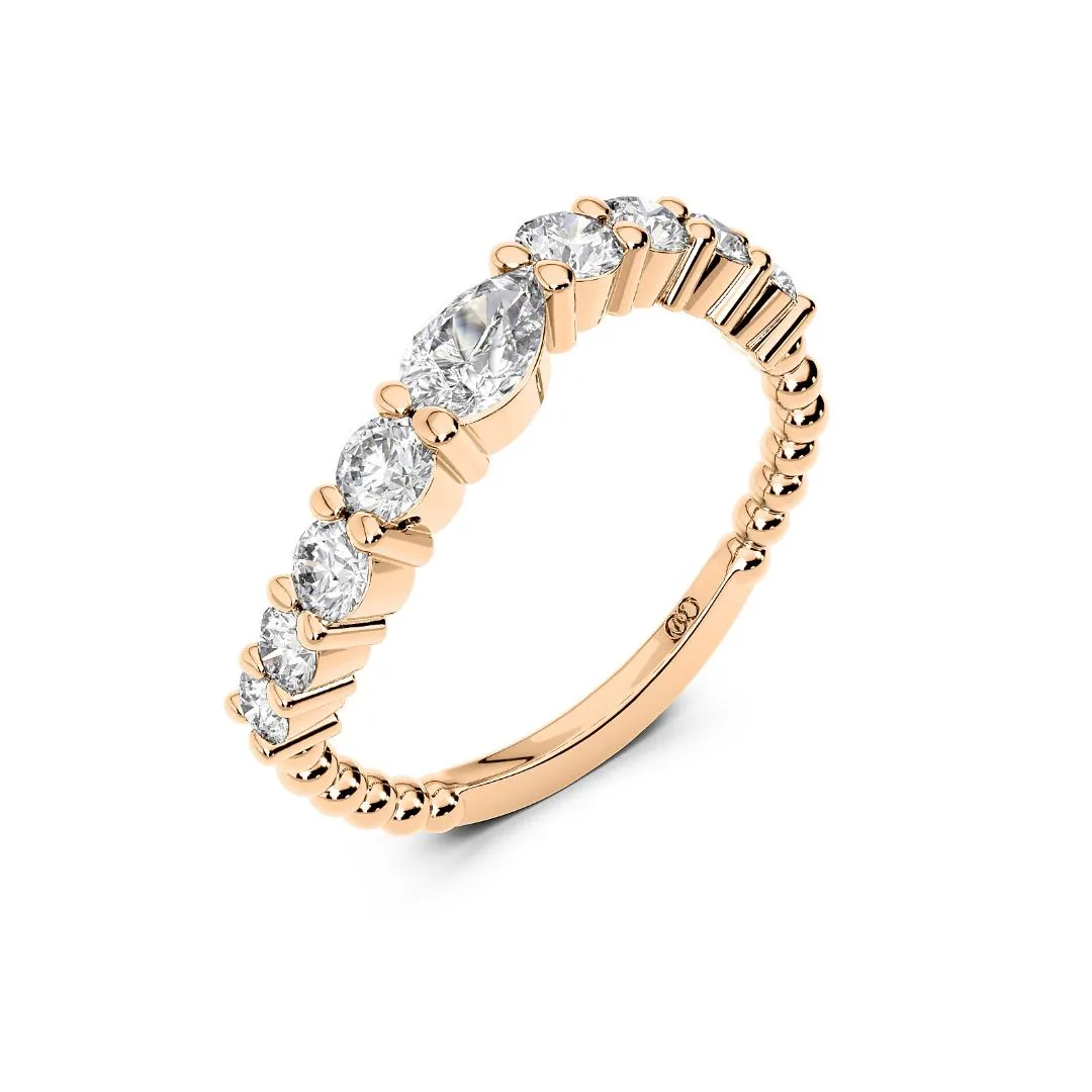 Chorost & Co. Private Collection 14K Rose Gold 0.75ct Graduated Diamond Wave Band w/Pear Shape Center