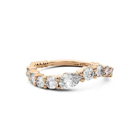 Chorost & Co. Private Collection 14K Rose Gold 0.75ct Graduated Diamond Wave Band w/Pear Shape Center