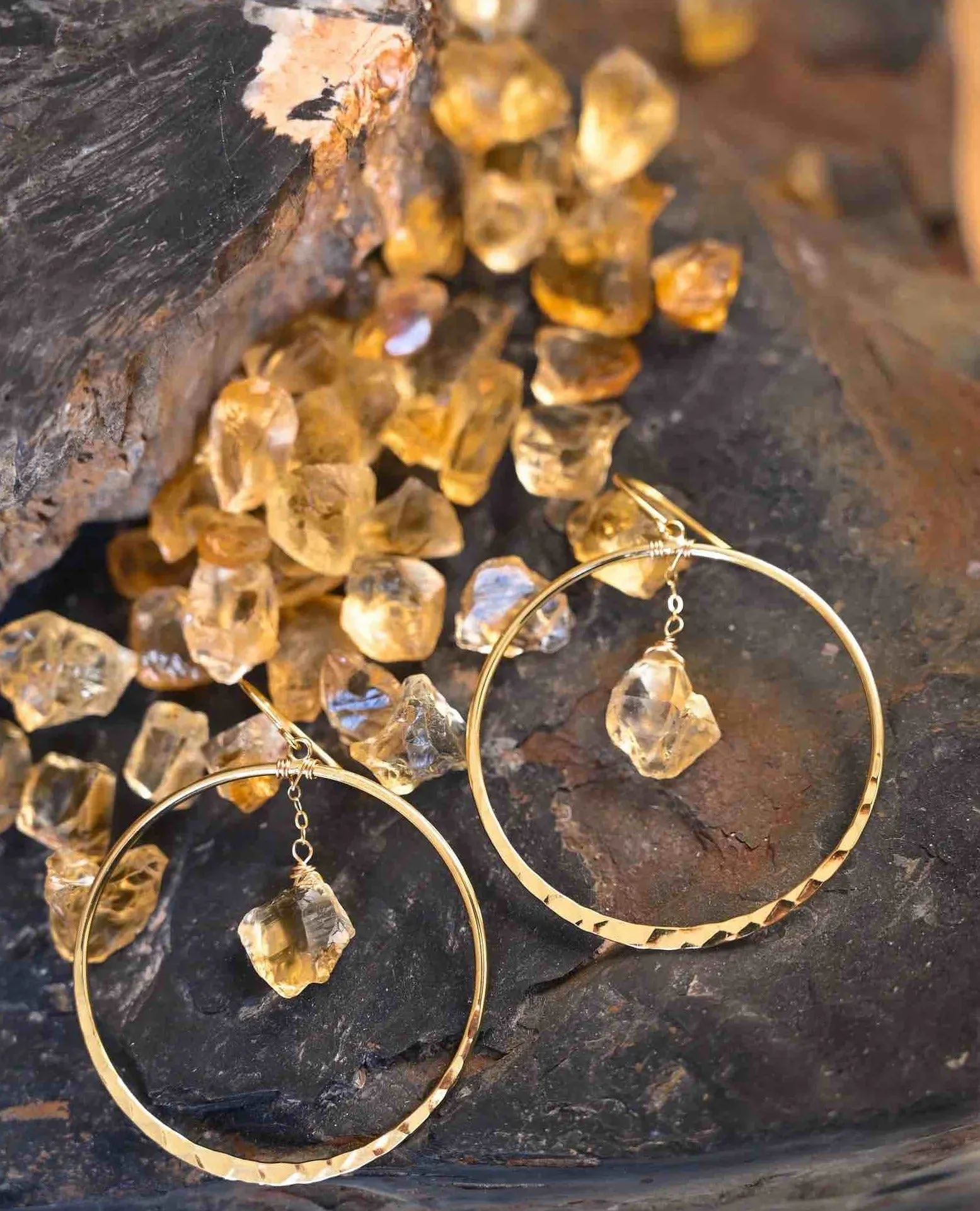 Citrine Joy Gold Hoop Earring & Necklace Set