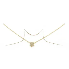 Clover CZ Pave Pendant Gold Dipped Short Chain Necklace