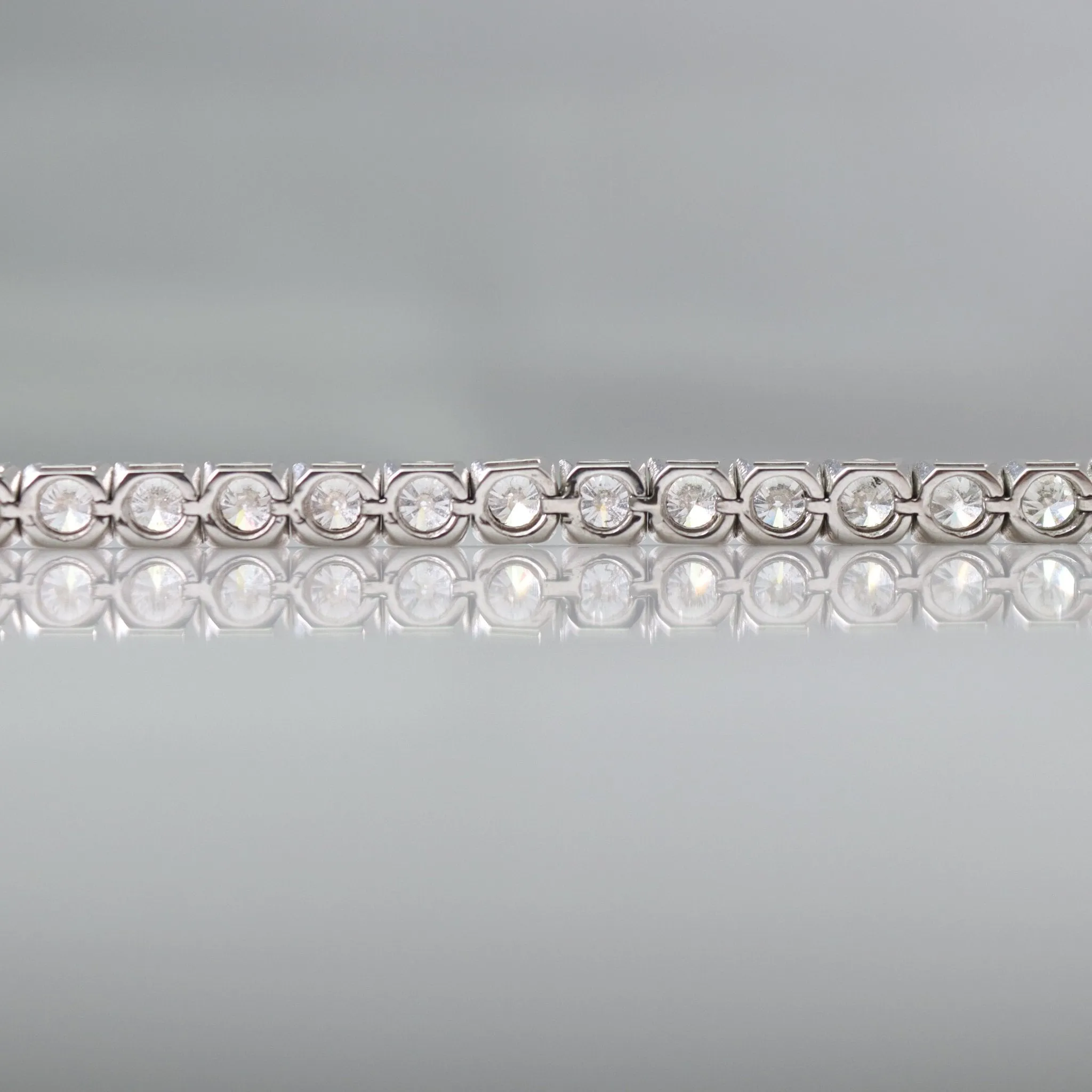 Contemporary White Gold Diamond Line Bracelet