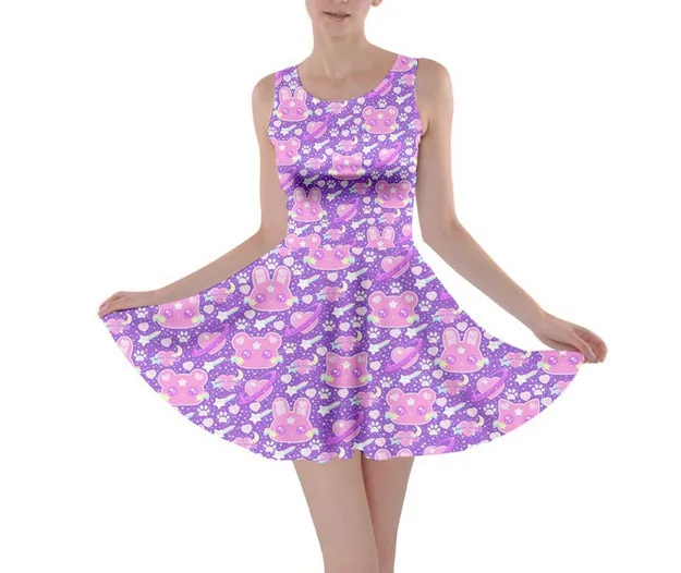 Cosmic Cuties Purple Skater Dress [made to order]