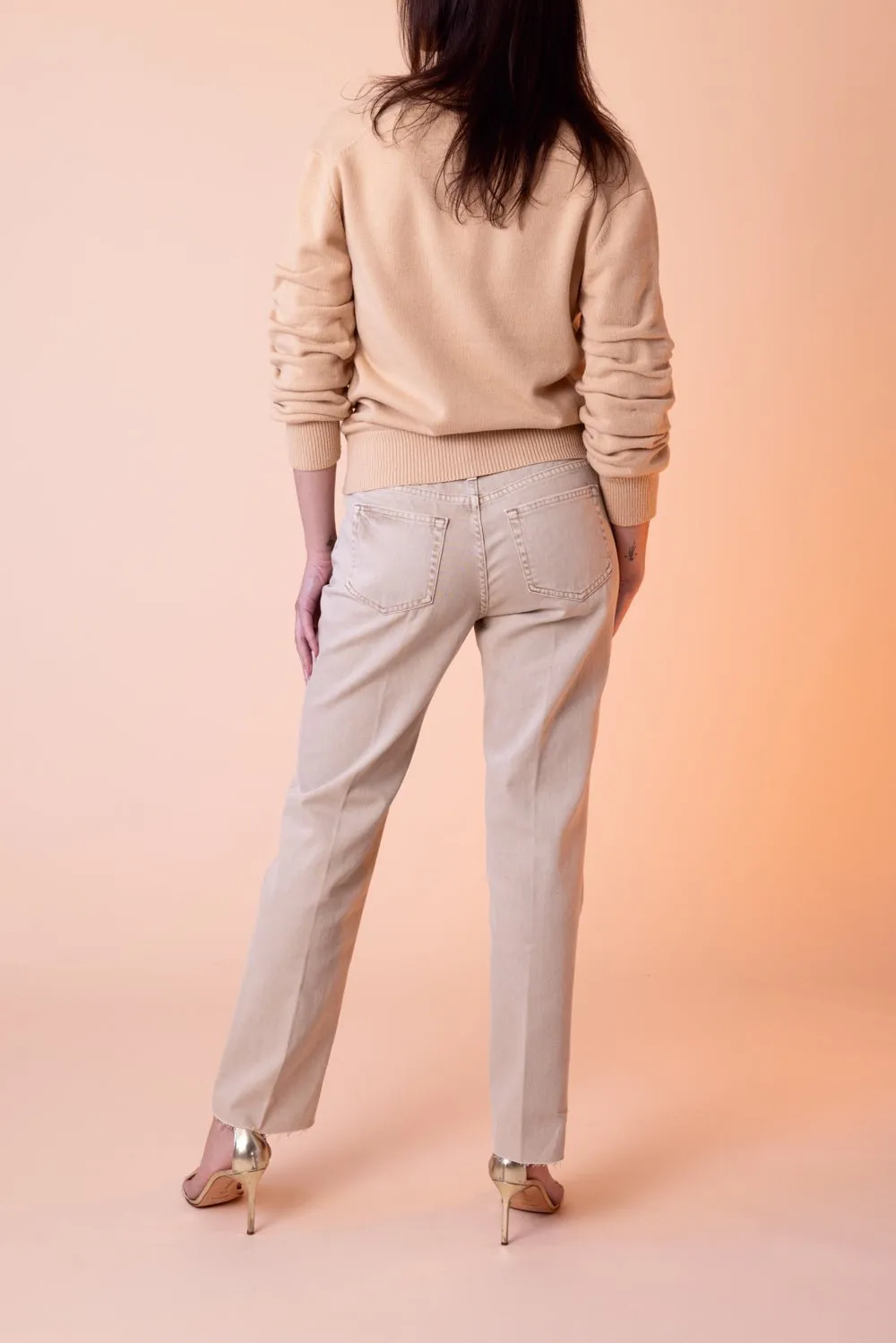 Crushed Sleeve Sweater - Nude