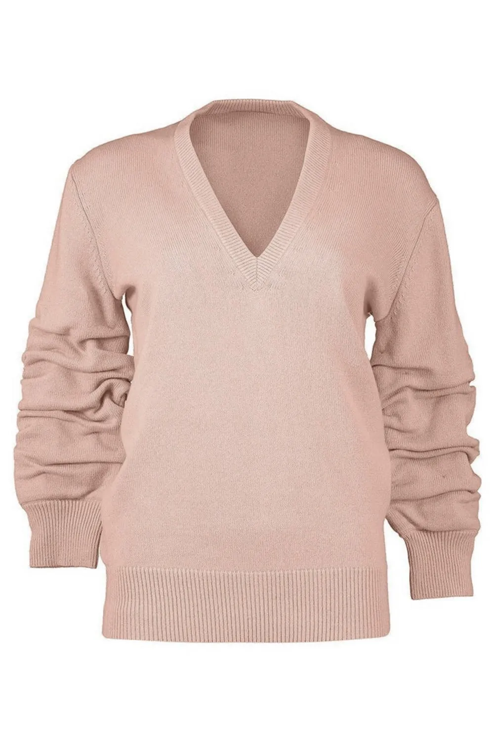 Crushed Sleeve Sweater - Nude