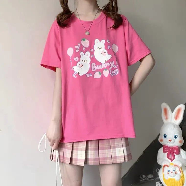 CUTE BUNNY PRINTING OVERSIZE T-SHIRT BY50096