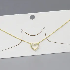 CZ Pave Heart Pendant Short Chain Necklace